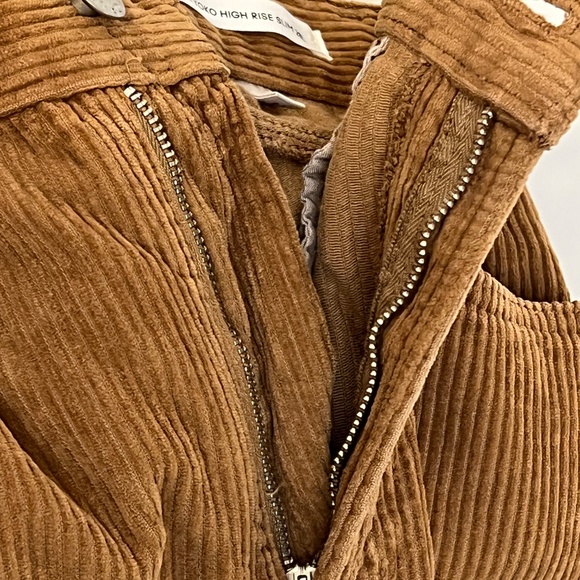 Denim Forum Aritzia Brown Corduroy Pants Size 25 Womens Yoko High Rise Slim 28L - Picture 11 of 16